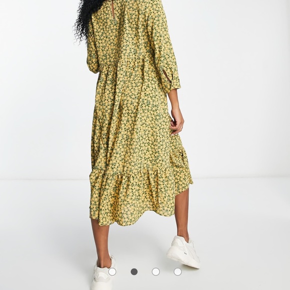 ASOS Yellow and Black Floral Long Sleeve Dress - Picture 14 of 15